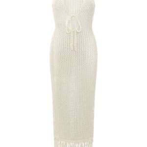 Alternative view of Monte Carlo Tie Dress With Fringe - Ivory